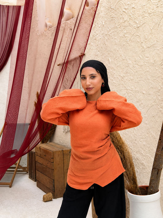 Crinkle Bell Sleeve Top