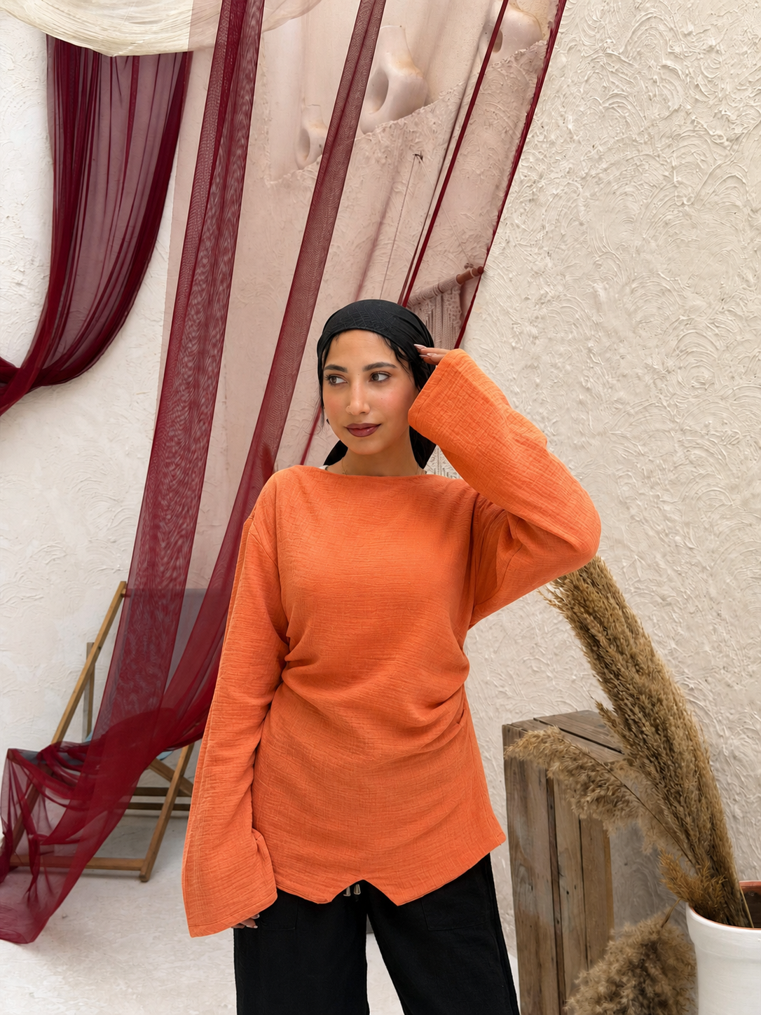 Crinkle Bell Sleeve Top
